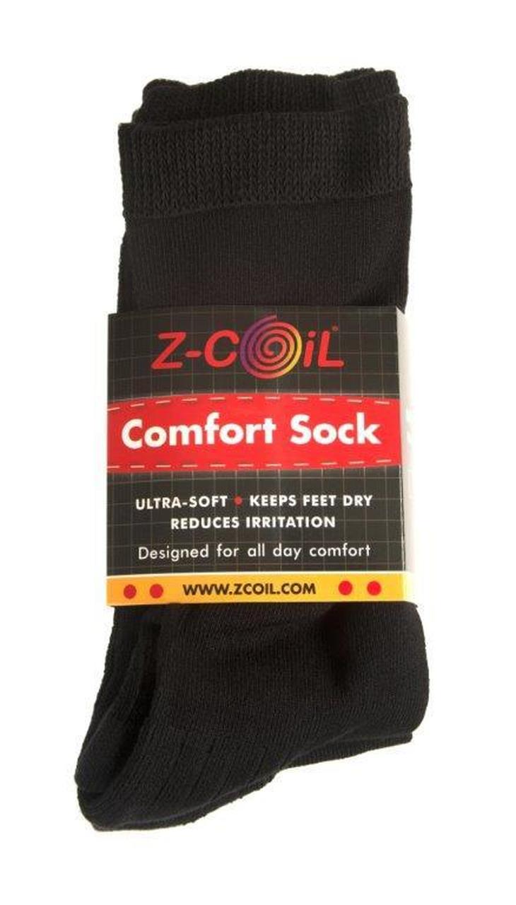 Z-CoiL Comfort Loose Fit Diabetic Mid Calf Black Socks - 3 Pack